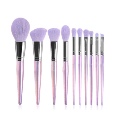 Novo 10 pçs cristal lidar com luar vidro conjunto de escova de maquiagem escova de pó solto reparação blush sombra escova