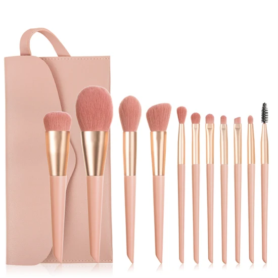 Conjunto de pincéis de maquiagem cosmética para olhos com base premium que mistura blush e corretivo